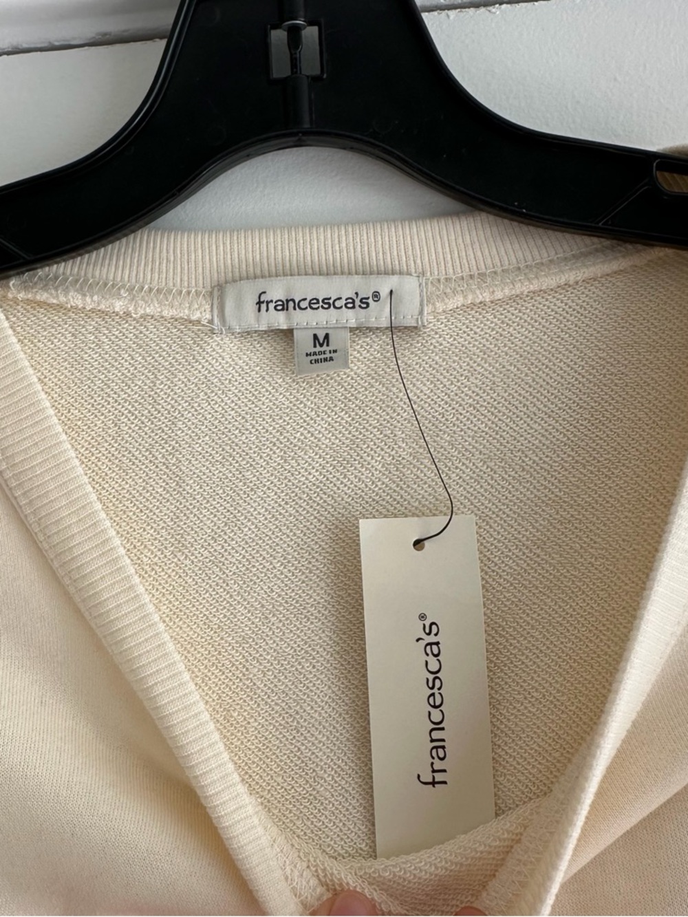 Francesca’s Cream & Red Graphic Sweatshirt with Martini Cocktail Print NWT - Picture 4 of 5